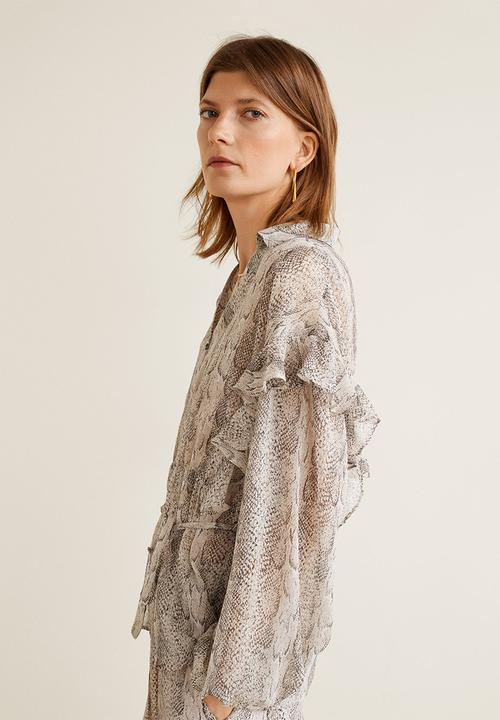 MANGO - Snake print shirt with ruffles - multi