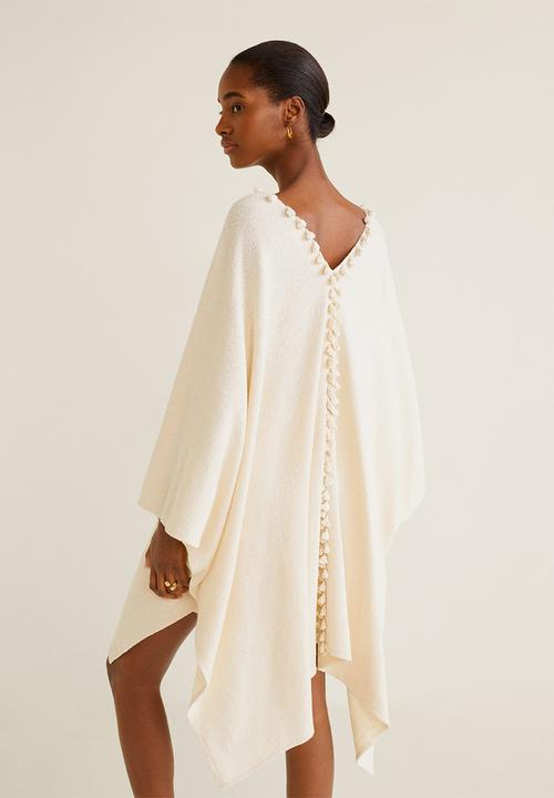 MANGO - Cotton kaftan with pom pom detail - cream