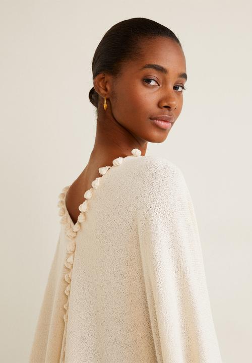 MANGO - Cotton kaftan with pom pom detail - cream