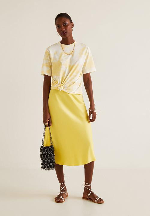 MANGO - Printed tie-dye tee - yellow & white 