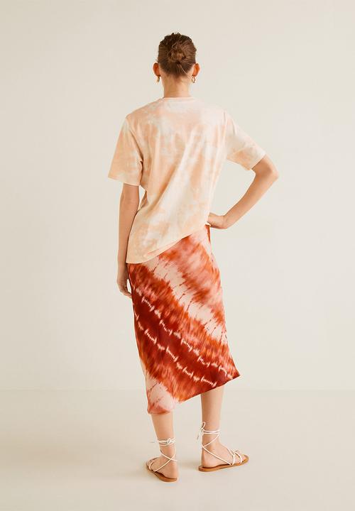 MANGO - Printed tie-dye tee - peach & white 