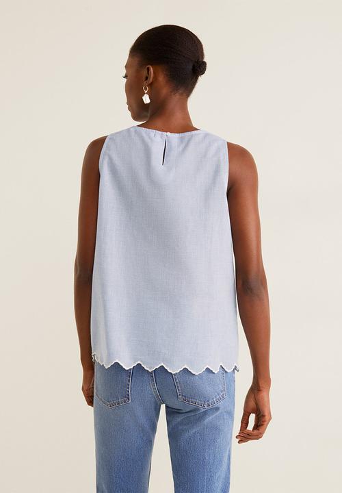 MANGO - Greta embroidered blouse - blue