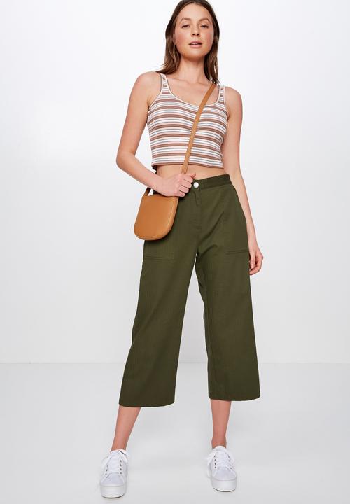 Cotton On - Dena strappy crop tank - neutral & white
