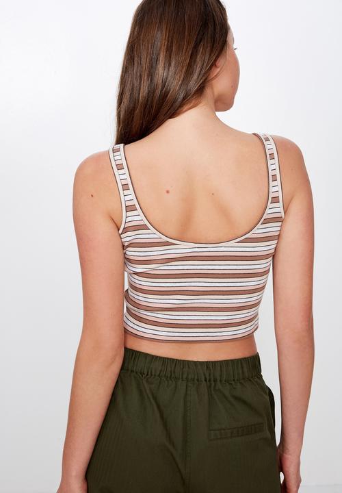 Cotton On - Dena strappy crop tank - neutral & white