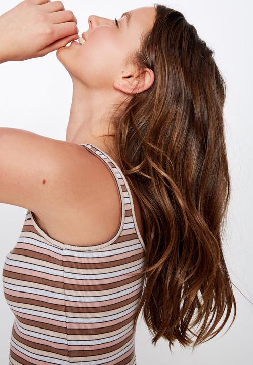 Cotton On - Dena strappy crop tank - neutral & white