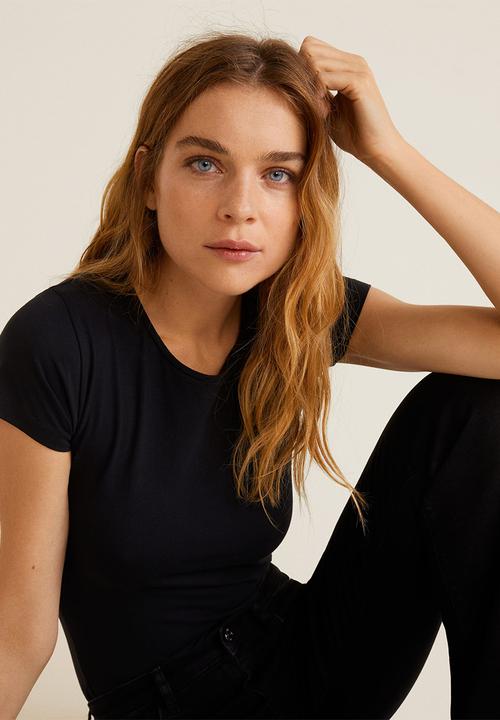 MANGO - Essential short sleeve tee - black