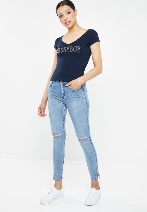 SISSY BOY - Basic V-neck tee - navy