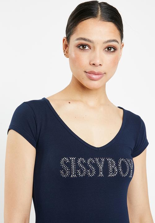 SISSY BOY - Basic V-neck tee - navy