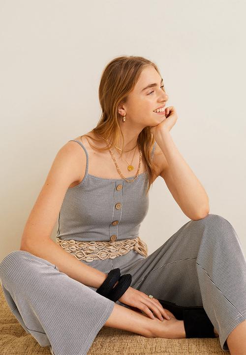MANGO - Jumpsuit - navy & white 