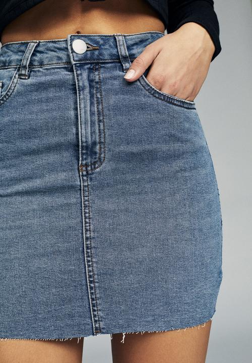 Cotton On - Classic stretch denim mini skirt - blue