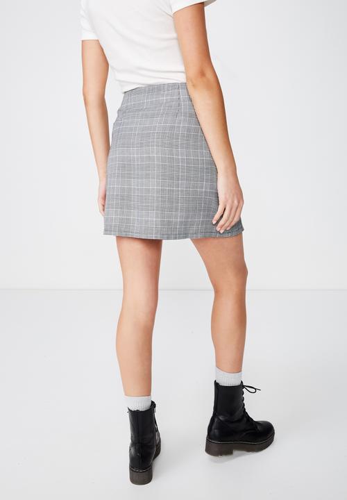 Cotton On - Woven millie houndstooth skirt - black
