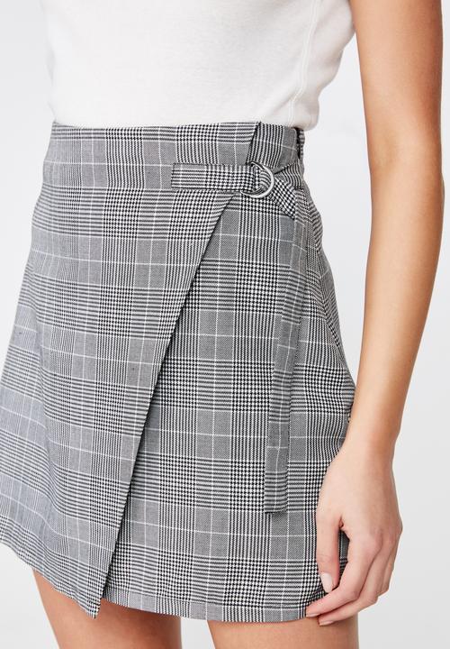 Cotton On - Woven millie houndstooth skirt - black
