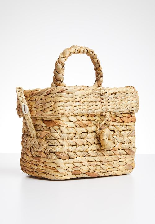 MANGO - Boxed weaved bag - beige