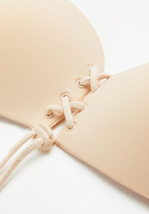 Missguided - Lace up push up stick on bra - neutral