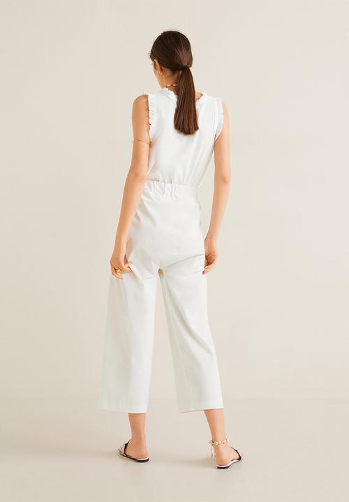MANGO - Ruffle detail top - white
