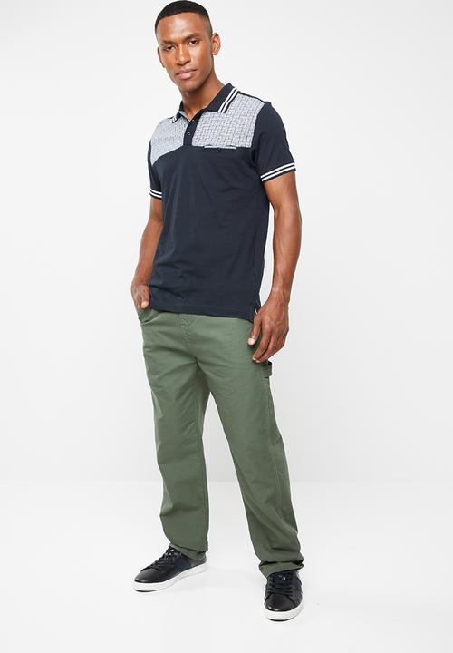 Brave Soul - Twister short sleeve golfer - navy & white 