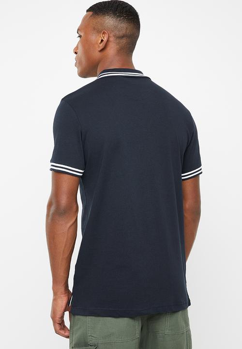 Brave Soul - Twister short sleeve golfer - navy & white 
