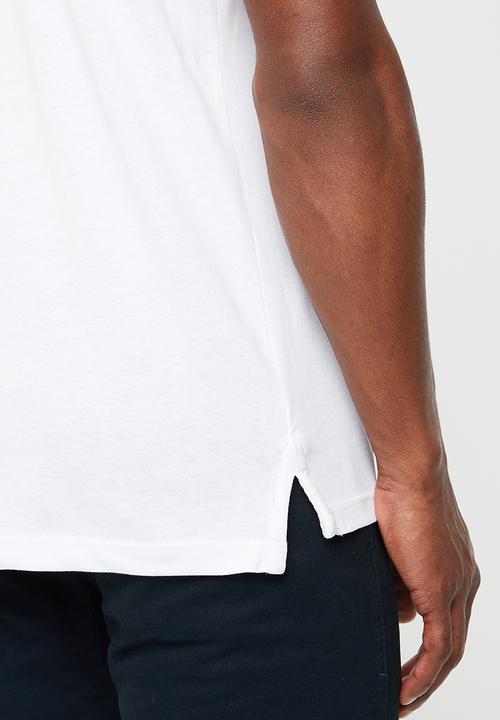 Brave Soul - Twister short sleeve polo - white & navy 