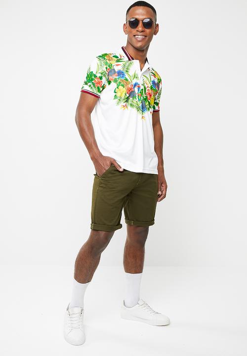 Brave Soul - Toucans short sleeve golfer - multi