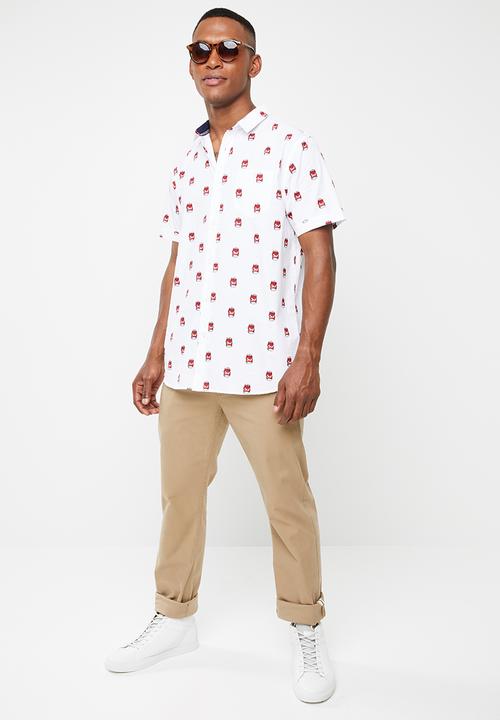 Brave Soul - Can printed short sleeve shirt - white