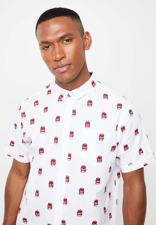 Brave Soul - Can printed short sleeve shirt - white