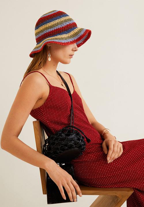MANGO - Polkadot printed textured dress - red & white