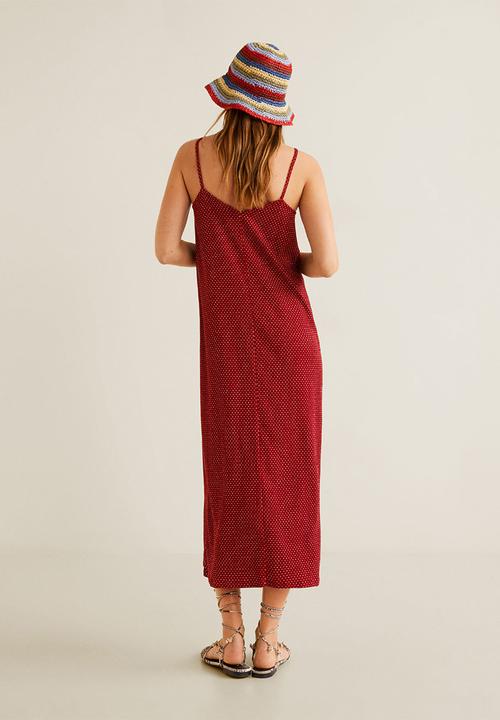 MANGO - Polkadot printed textured dress - red & white