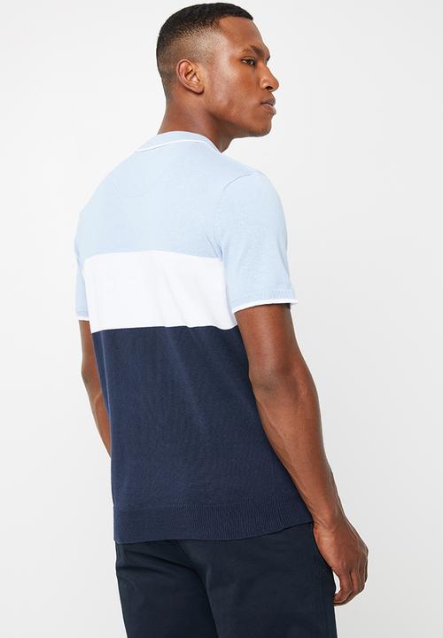 Brave Soul - Kirk short sleeve golfer - Blues/Wht