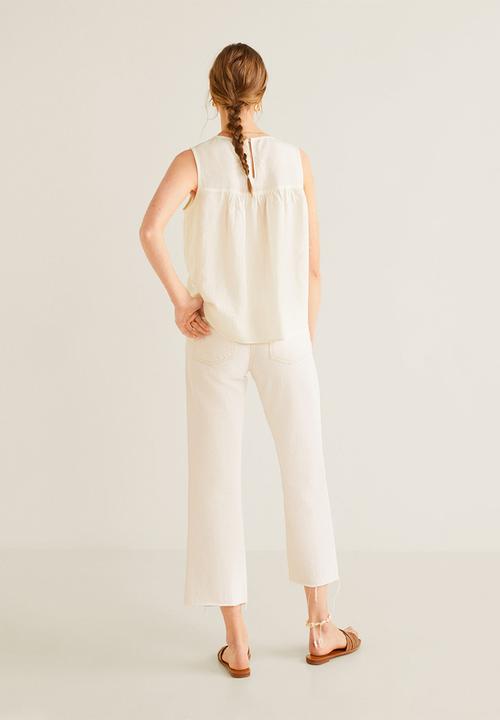 MANGO - Lace detail blouse - off white