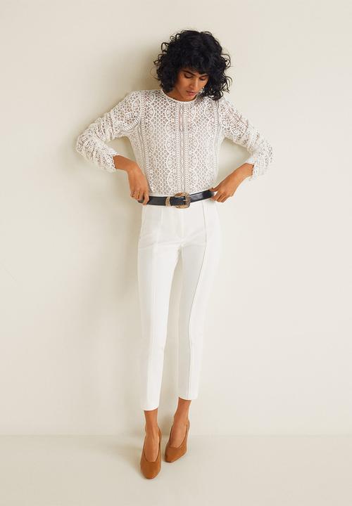 MANGO - Decorative seam leggings - white