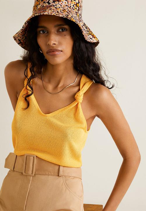 MANGO - Knotted knitted top - yellow