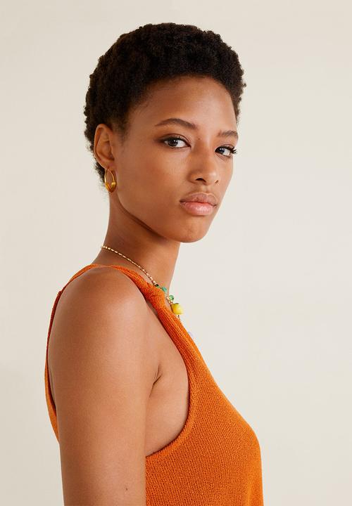 MANGO - Knotted knitted top - orange