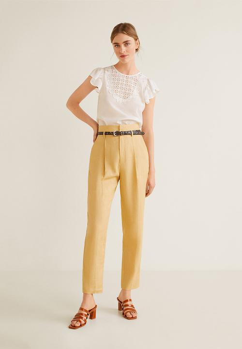 MANGO - Embroidered panel blouse - white