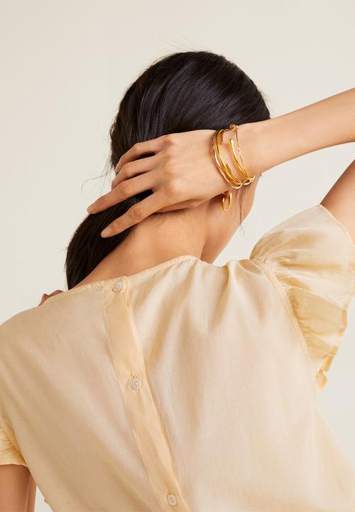 MANGO - Embroidered panel blouse - yellow