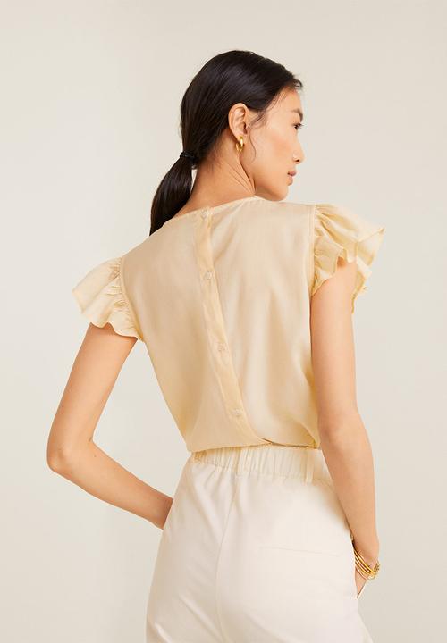MANGO - Embroidered panel blouse - yellow
