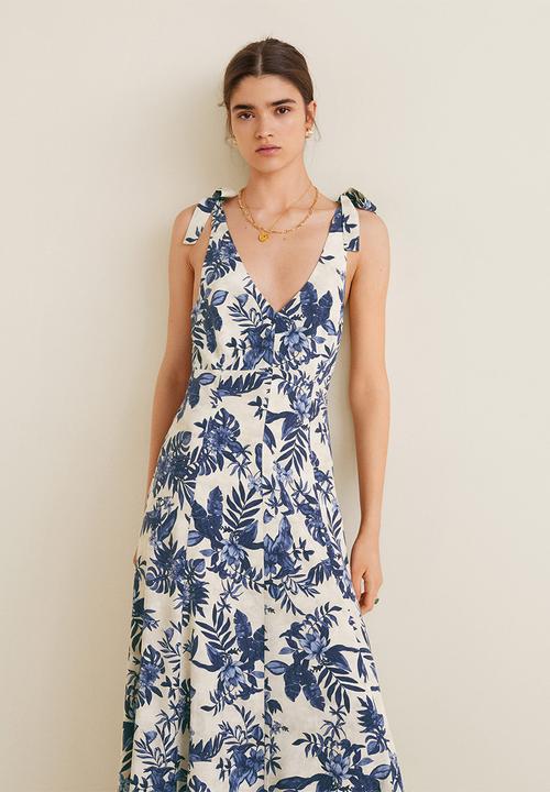 Floral print dress with tie straps