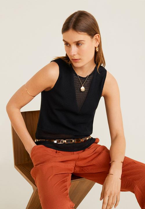 MANGO - Sleeveless knit top - black
