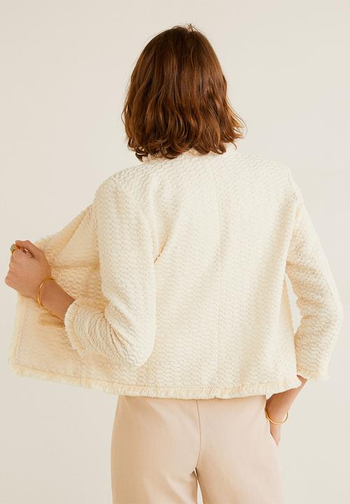 MANGO - Tweed cotton jacket - cream 