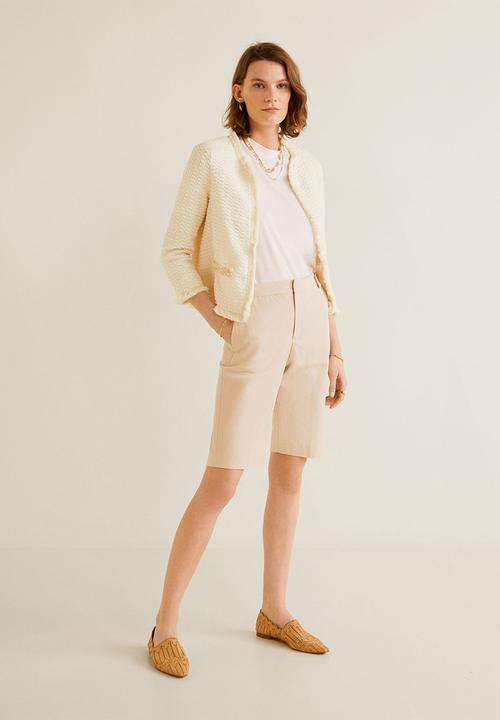MANGO - Tweed cotton jacket - cream 