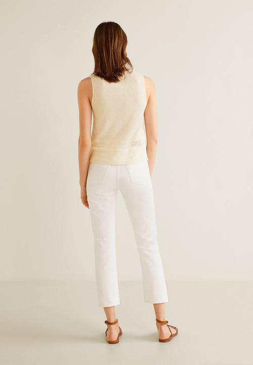 MANGO - Sleeveless knit top - cream 