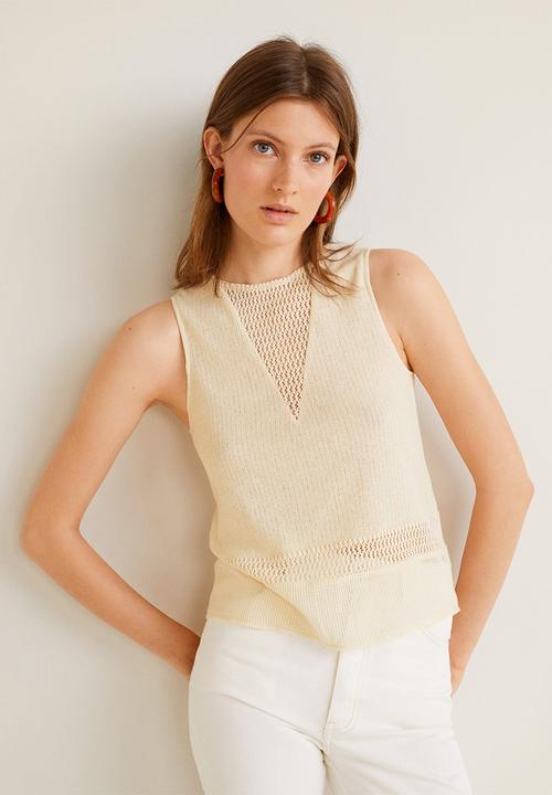MANGO - Sleeveless knit top - cream 