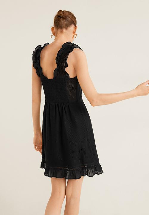 MANGO - Short ruffled dress - black