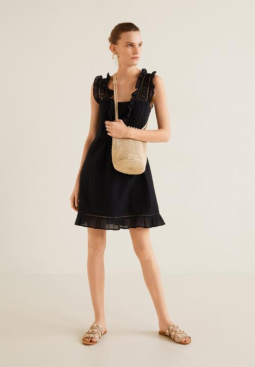 MANGO - Short ruffled dress - black