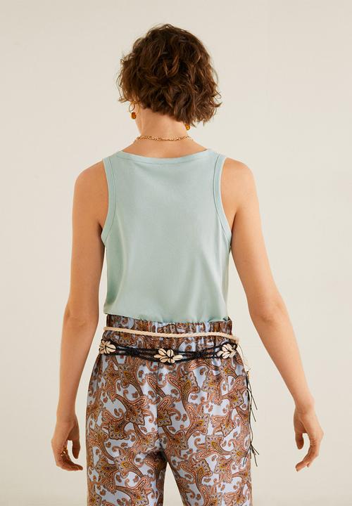 MANGO - Organic cotton basic top - green