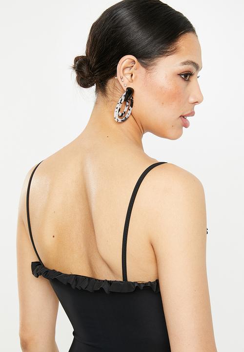 Missguided - Slinky milkmaid cami bodycon midi dress - black