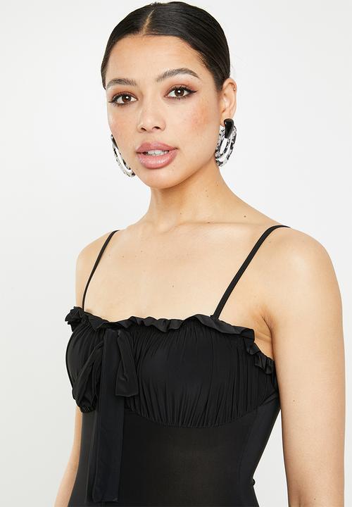 Missguided - Slinky milkmaid cami bodycon midi dress - black