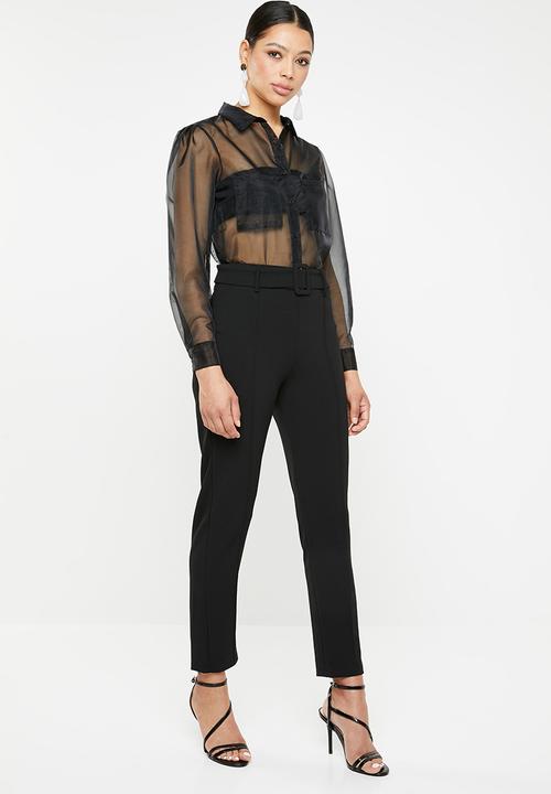 Missguided - Puff sleeve organza shirt - black