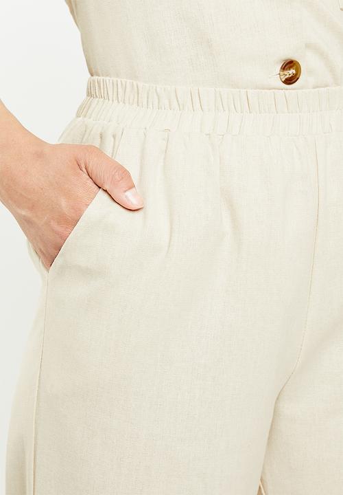 Missguided - Linen turn up cigarette trouser - beige