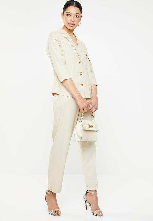 Missguided - Linen tortoise shell shirt - beige