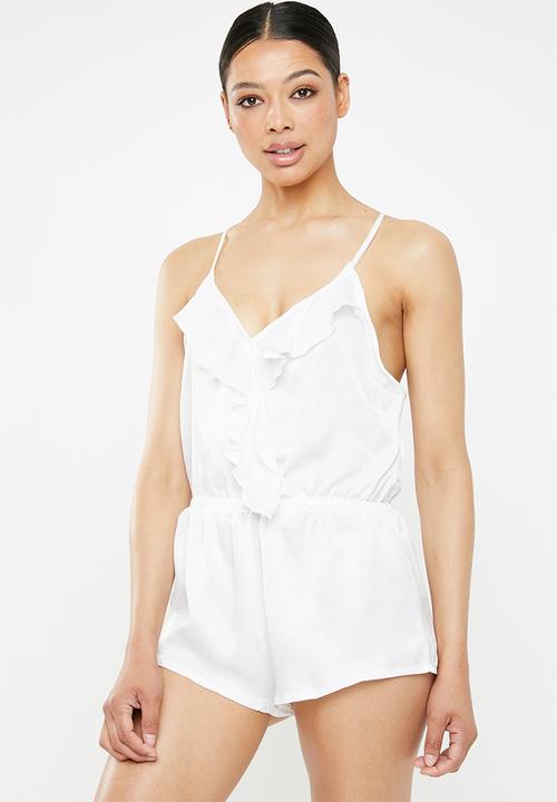 white satin playsuit